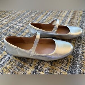 Naturalizer Silver Metallic Mary Jane Flats with buttery soft insole